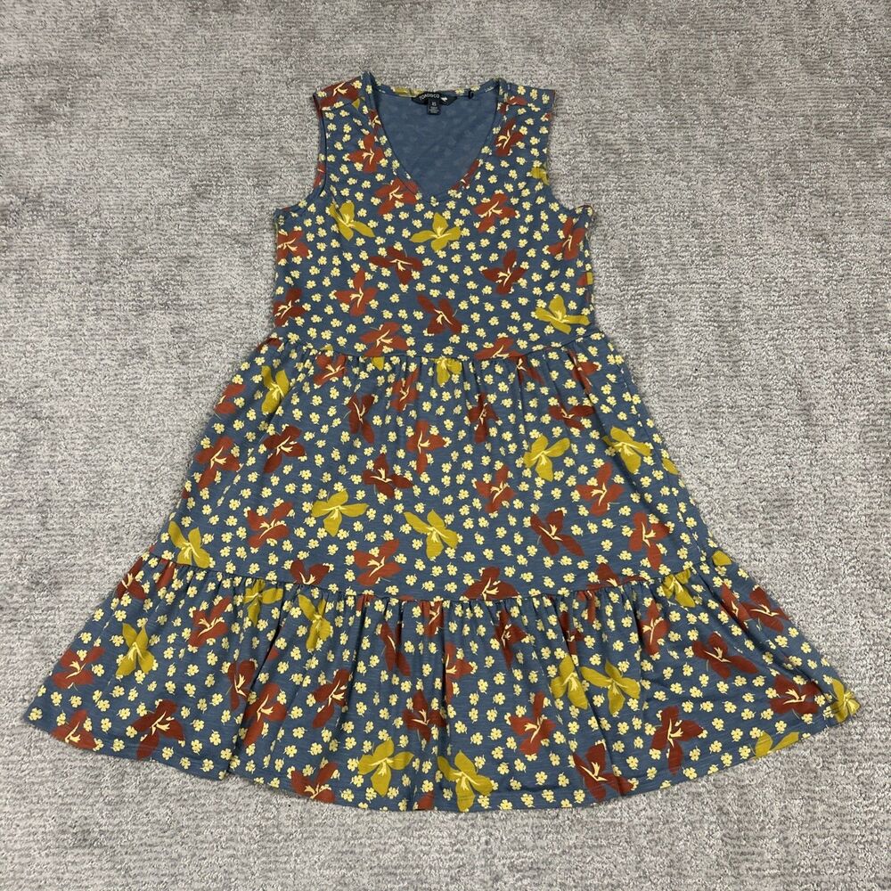 Toad & Co Floral Marley Dress Womens XS Tiered Sleeveless Pockets Organic Cotton